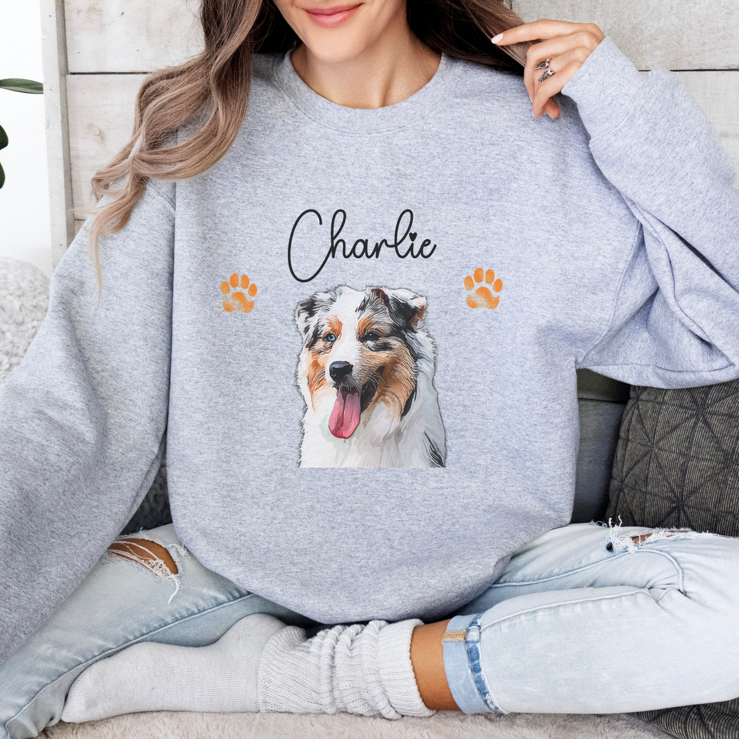 Custom Pet Portrait Sweatshirt – A Cozy Tribute to Your Fur Baby
