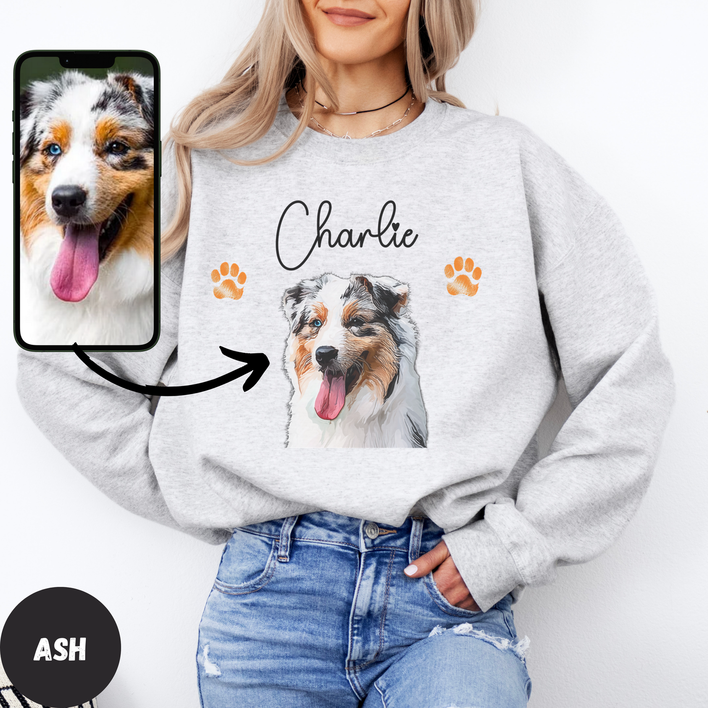 Custom Pet Portrait Sweatshirt – A Cozy Tribute to Your Fur Baby