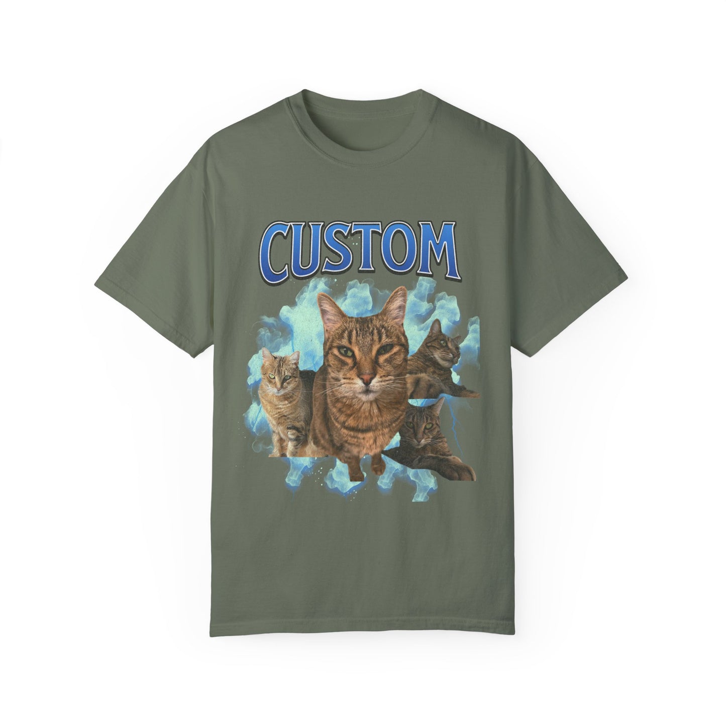 Comfort Colors Custom Cat Bootleg Shirt - Blue Color