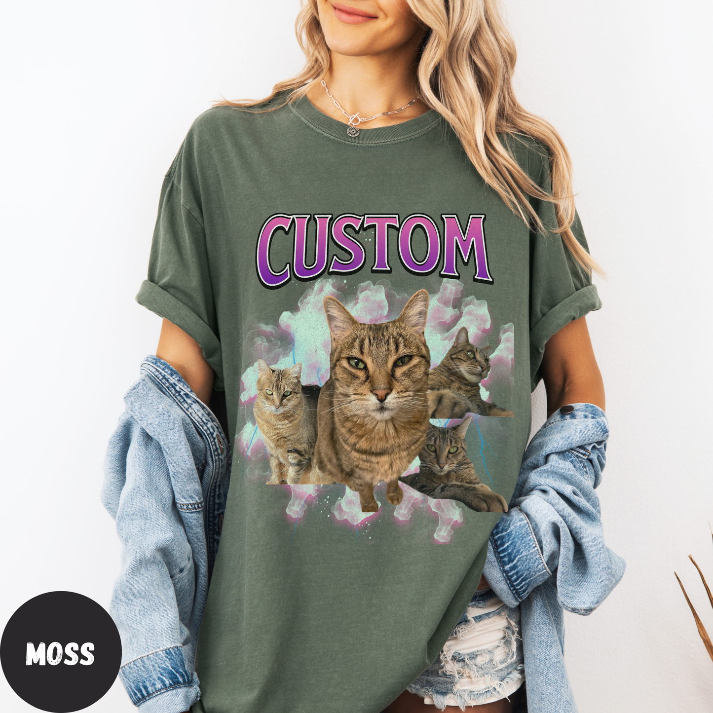 Comfort Colors Custom Cat Bootleg Shirt - Purple Color