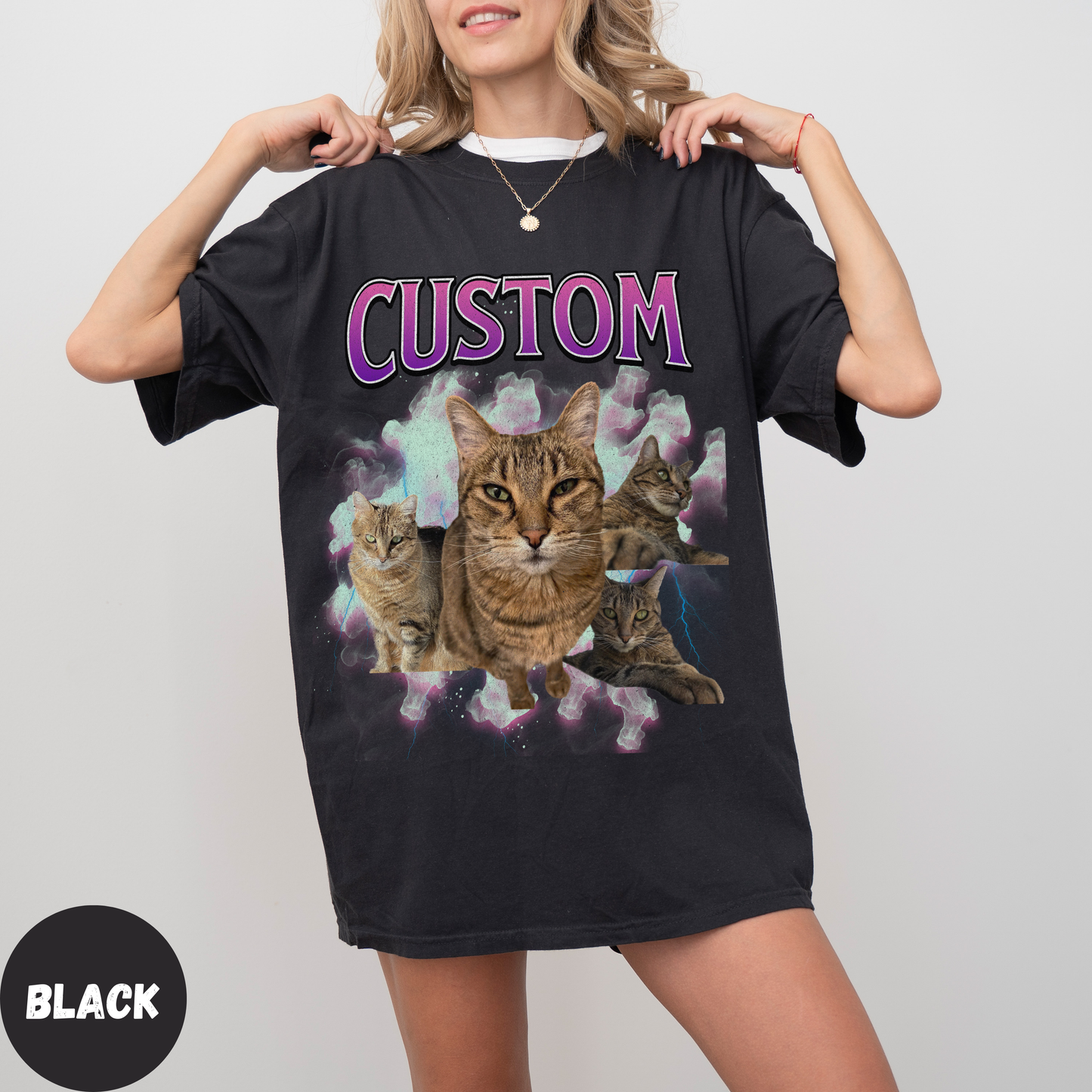 Comfort Colors Custom Cat Bootleg Shirt - Purple Color