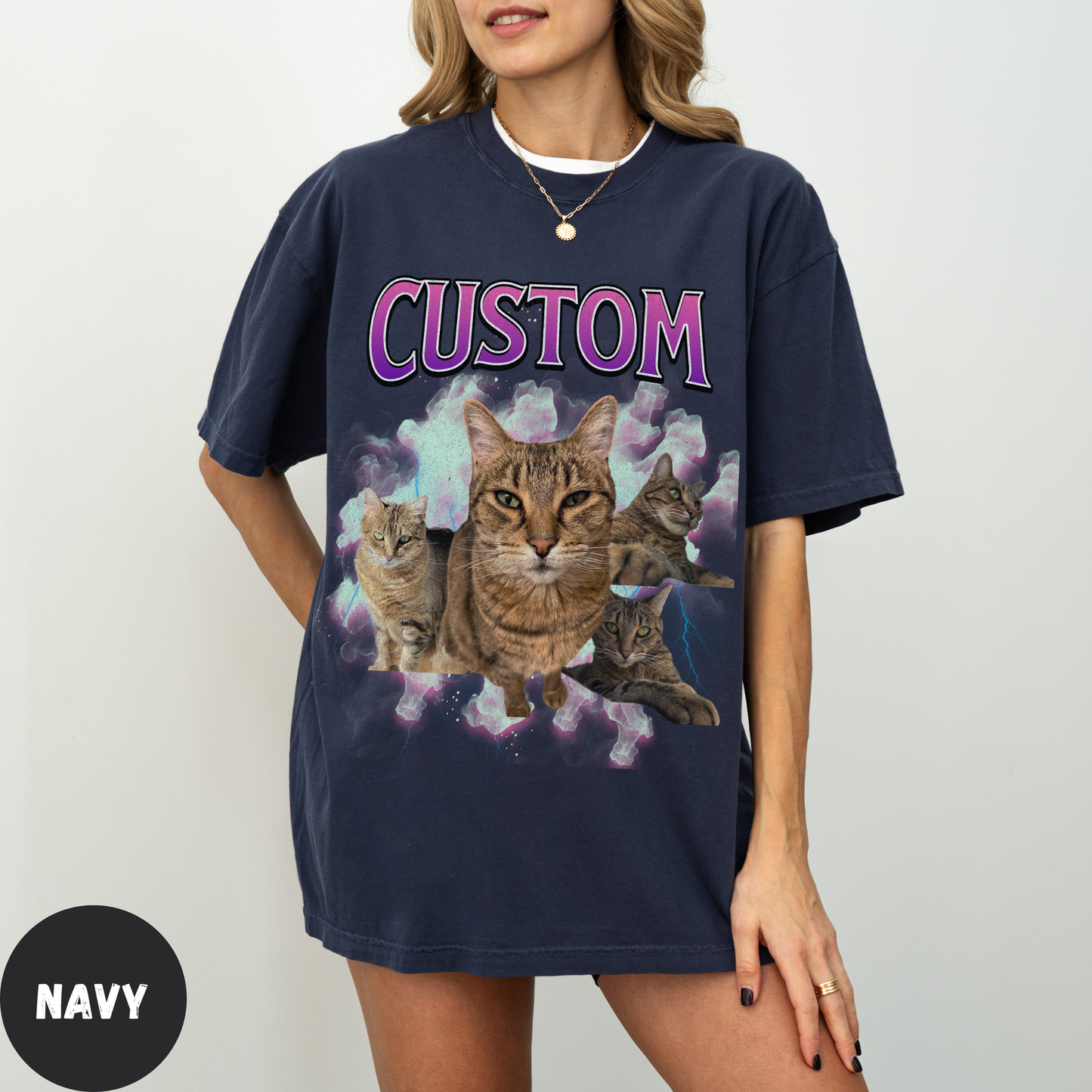 Comfort Colors Custom Cat Bootleg Shirt - Purple Color